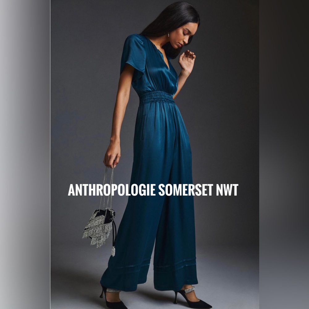New Anthropologie Somerset Satin Jumpsuit